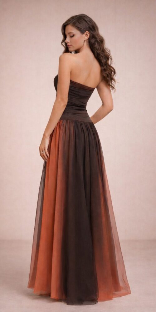 BROWN COLORFULL BEACH LONG DRESS - Image 3