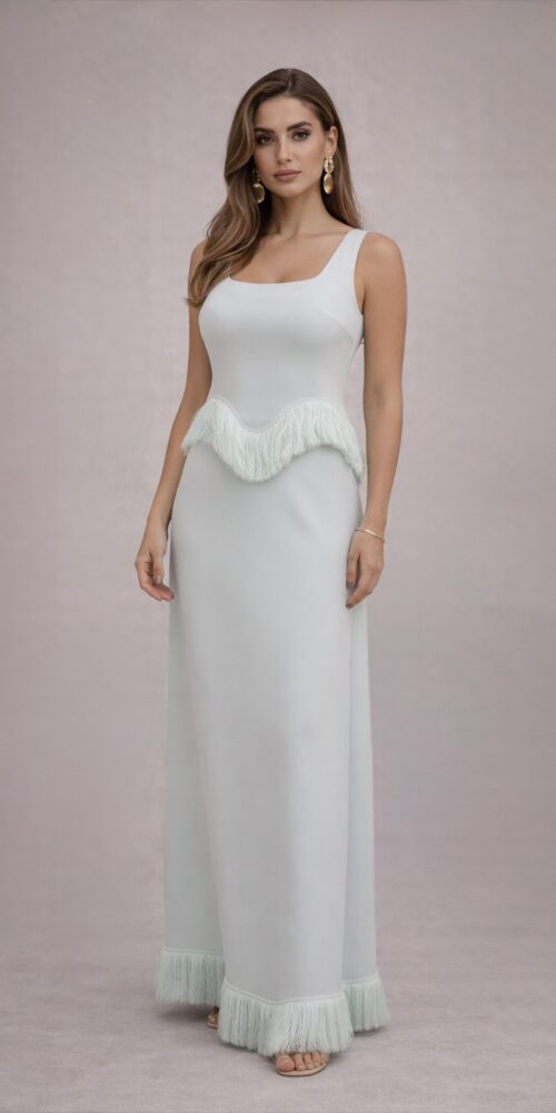Turcuas Set Top Withbuttom Skirt With Hair At The Ends - Image 3