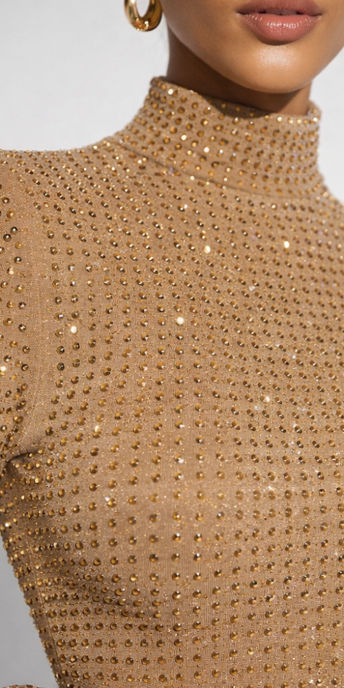 Nude Glow Bodysuit & Mini Skirt Set - Image 3