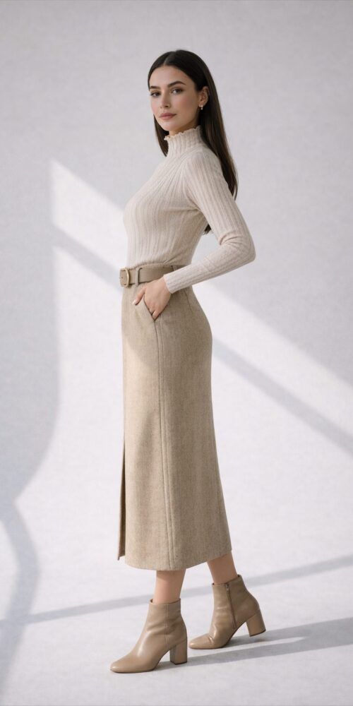 Sandstone Midi Skirt - Image 2